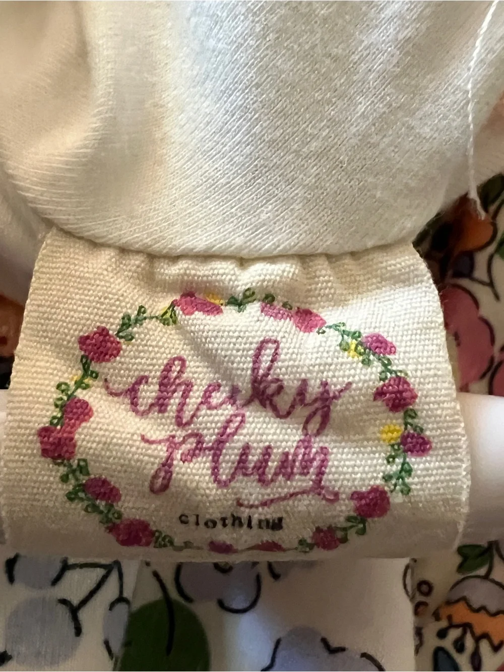 Cheeky Plum Dress Girls 4T Floral Cross Back Peach Eyelet Hem Pocket Twirl